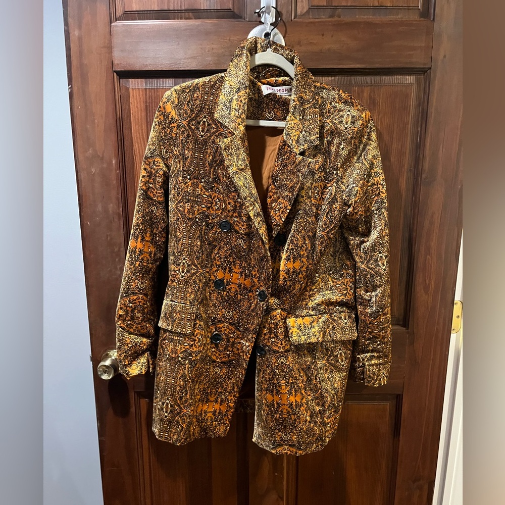 Velvet - floral brocade double breasted blazer 
Free people